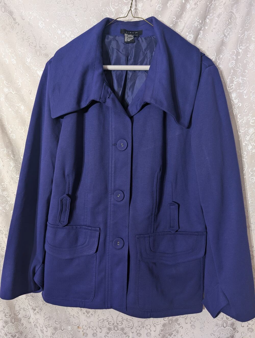 Vintage Anthropologie Lithe Royal Purple Mod Dagger Collar Pea Coat